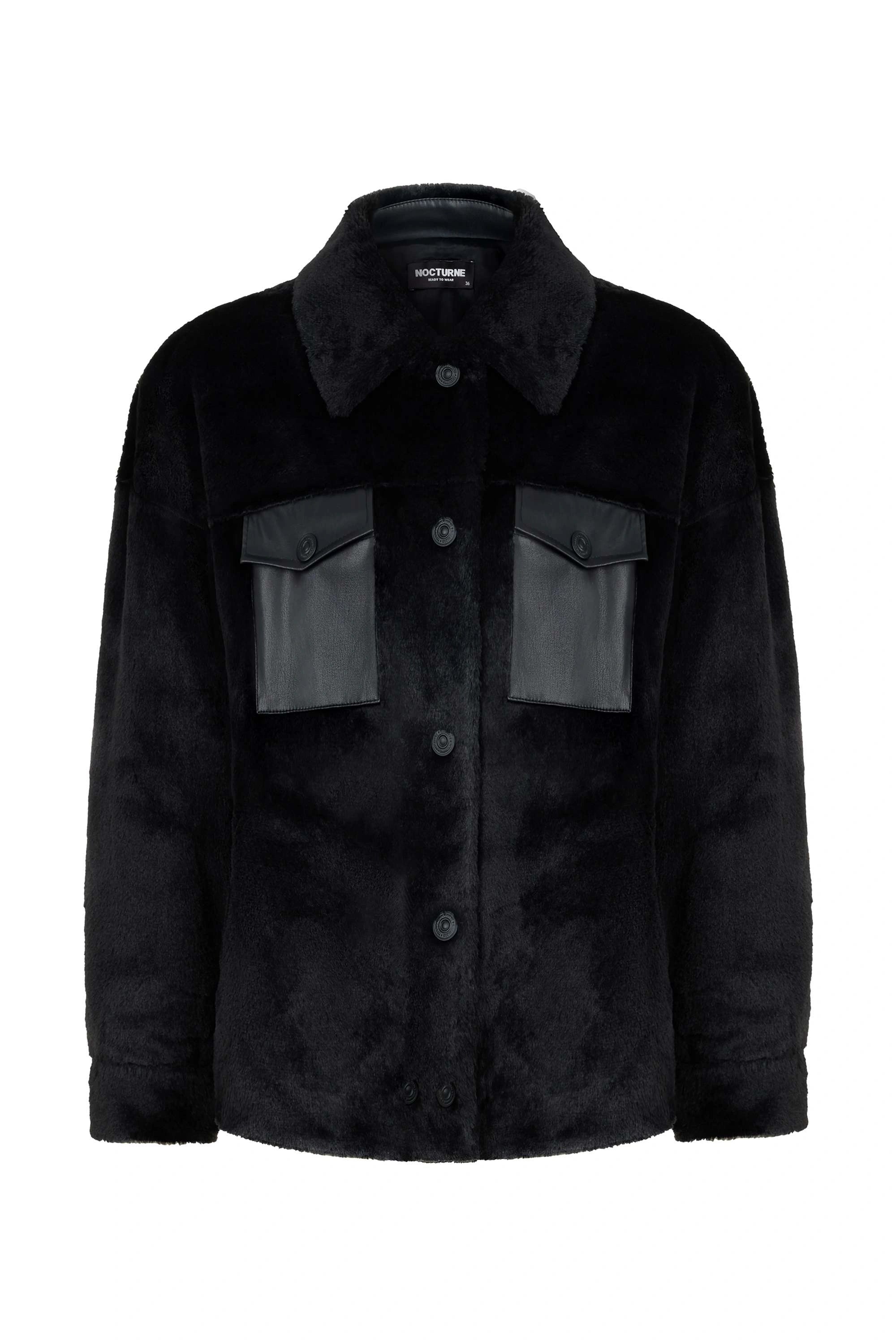 Lapel Collar Faux Fur Jacket