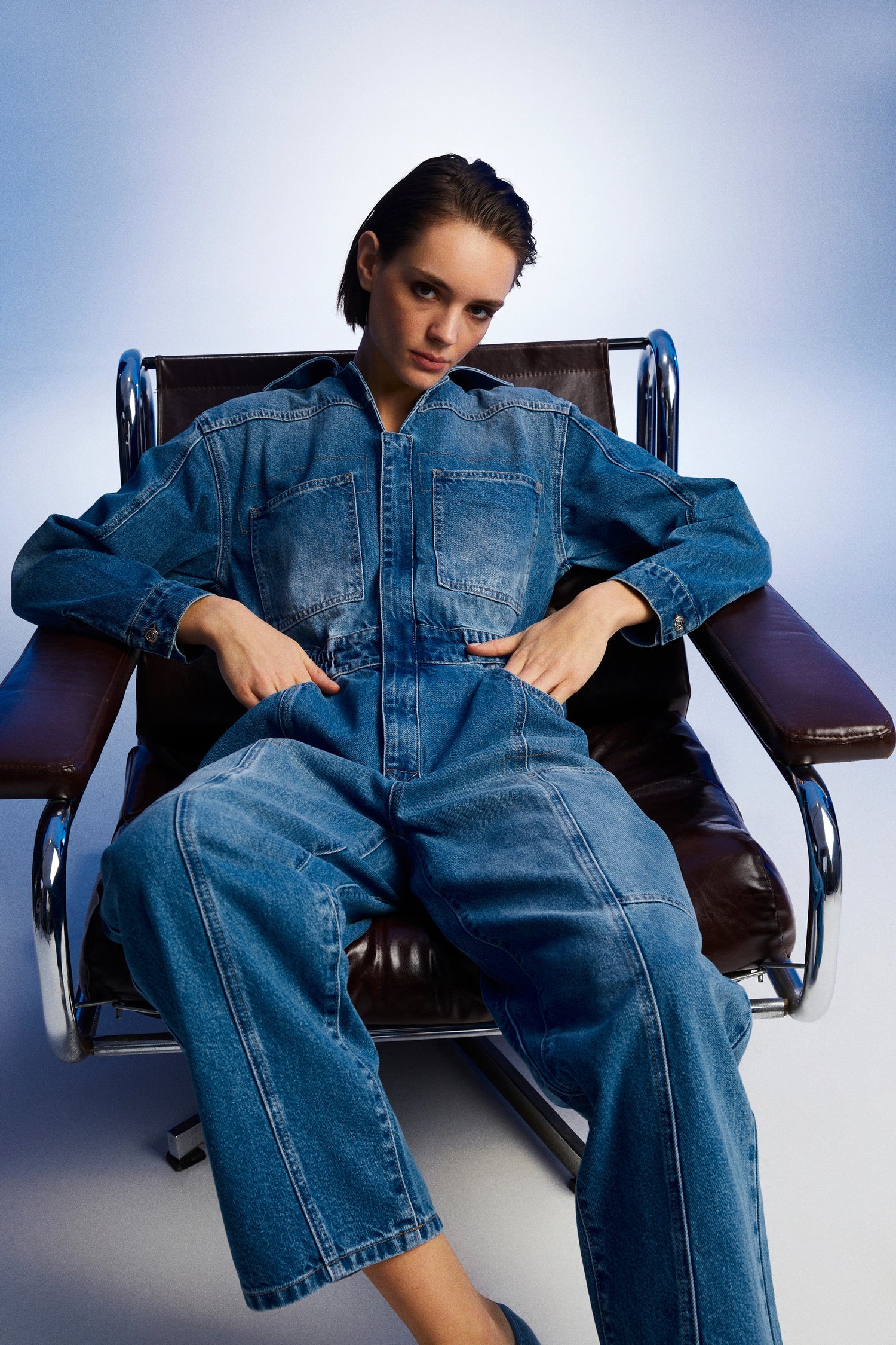 Denim Cargo Jumpsuit