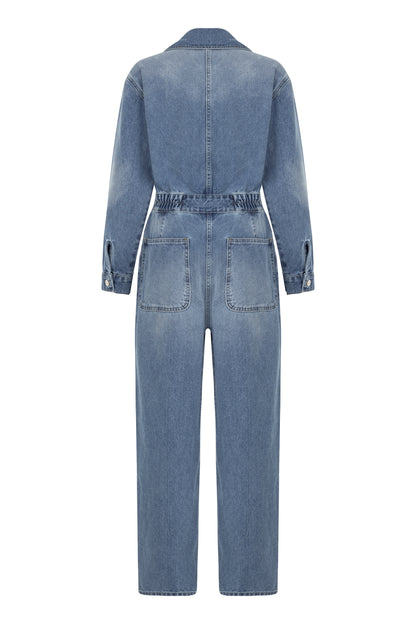 Denim Cargo Jumpsuit