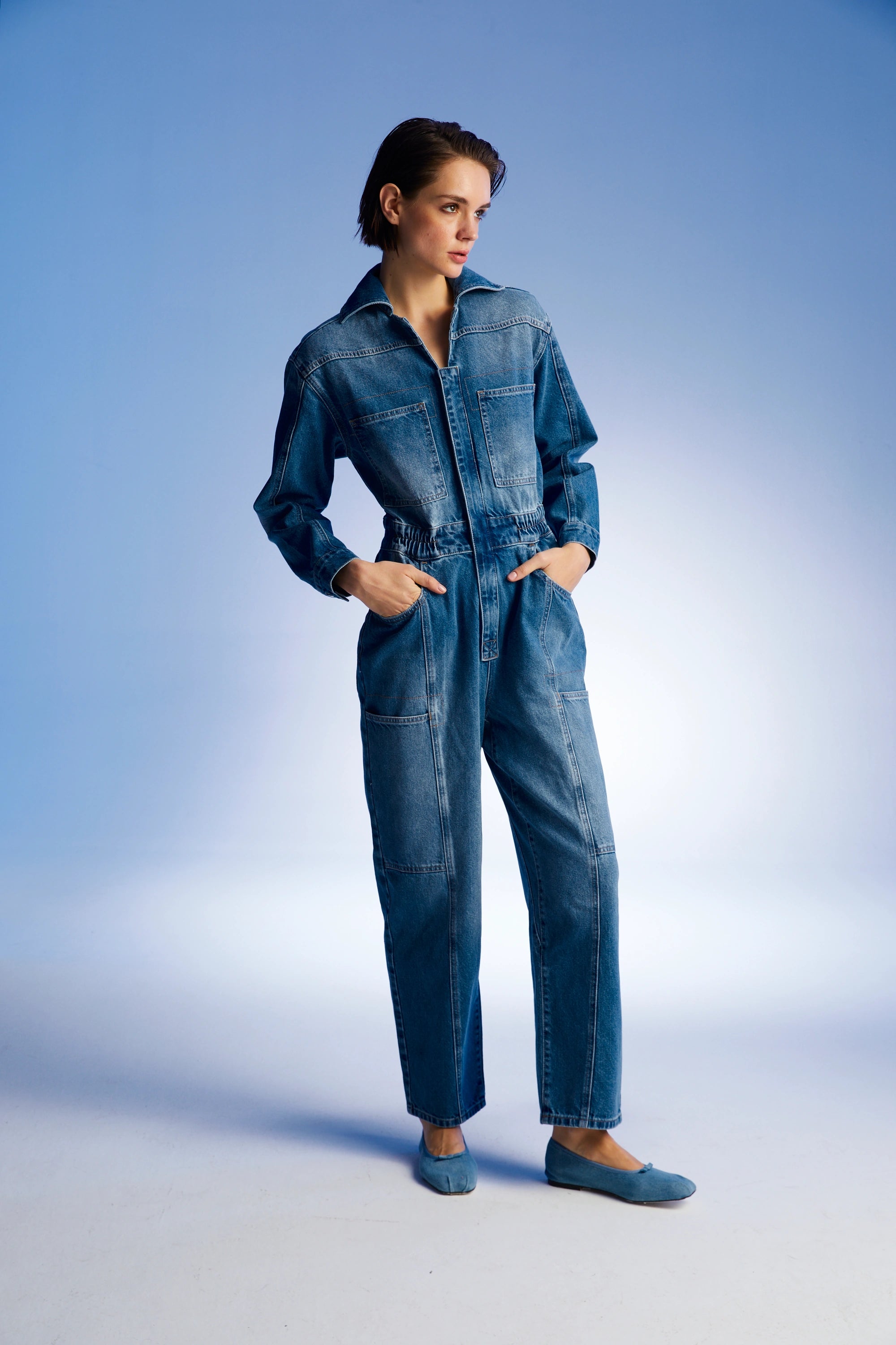 Denim Cargo Jumpsuit