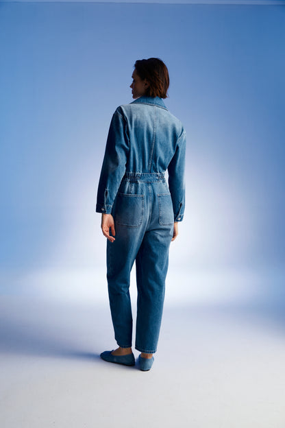 Denim Cargo Jumpsuit