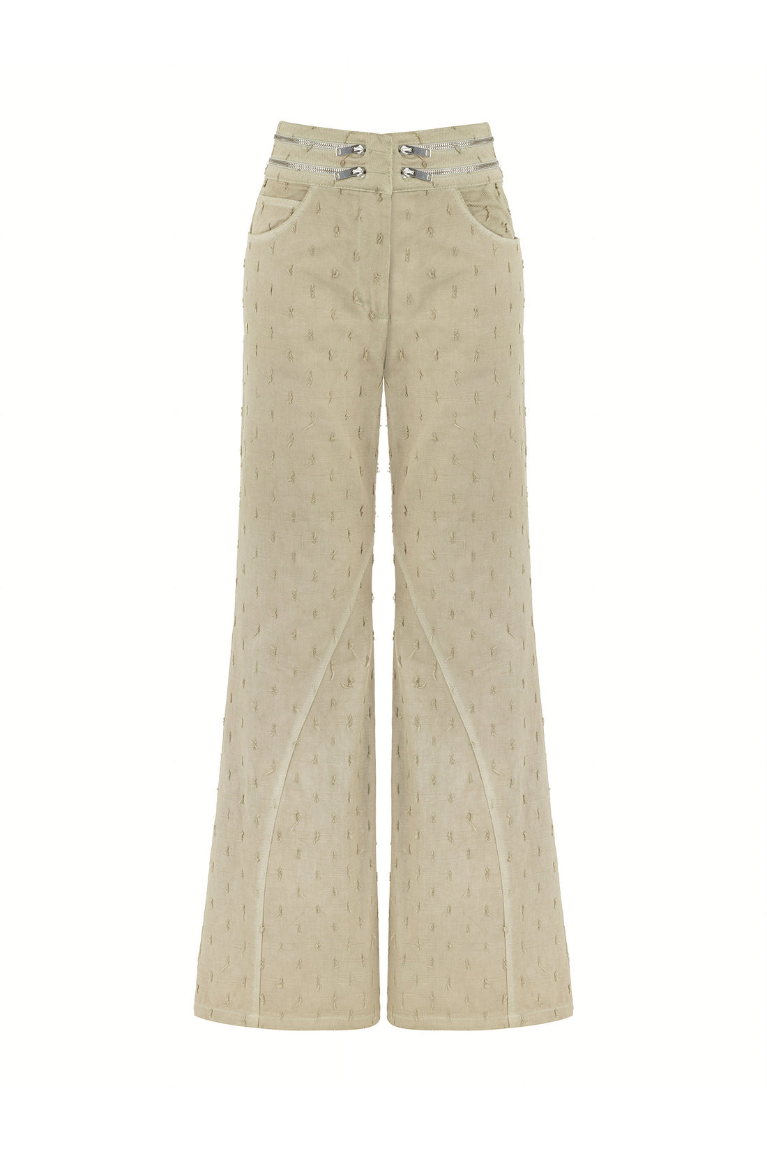 Wide Leg Jeans with Zipper Detail at Waist