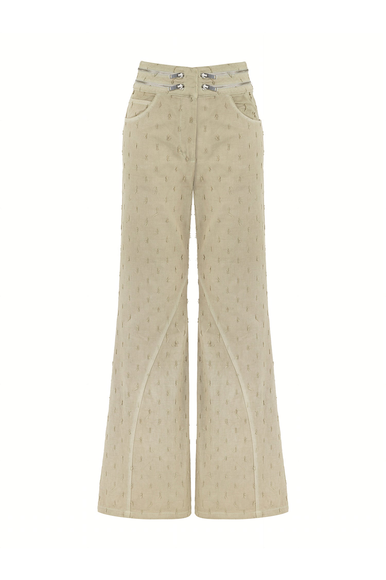 Wide Leg Jeans with Zipper Detail at Waist