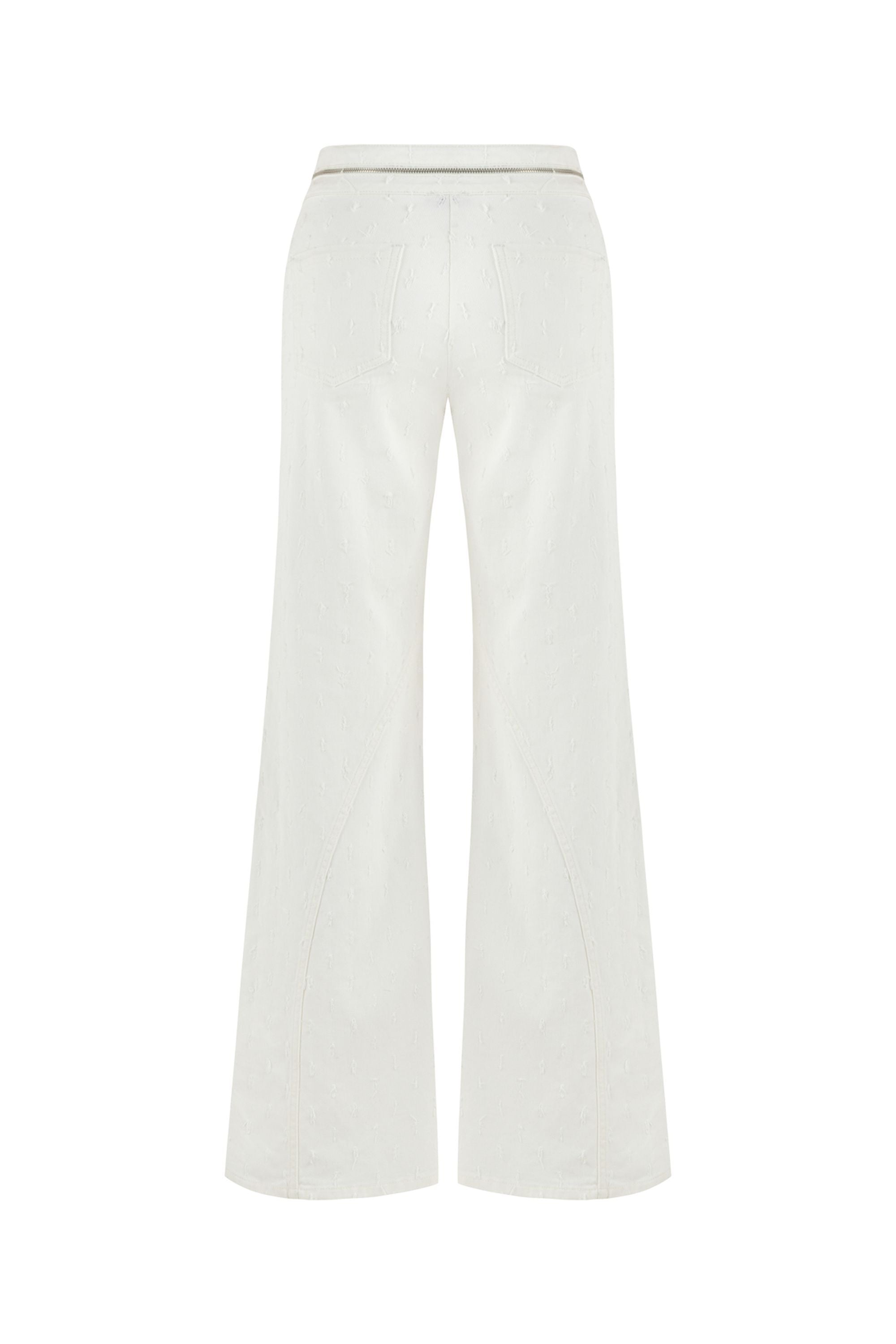 Wide Leg Jeans with Zipper Detail at Waist