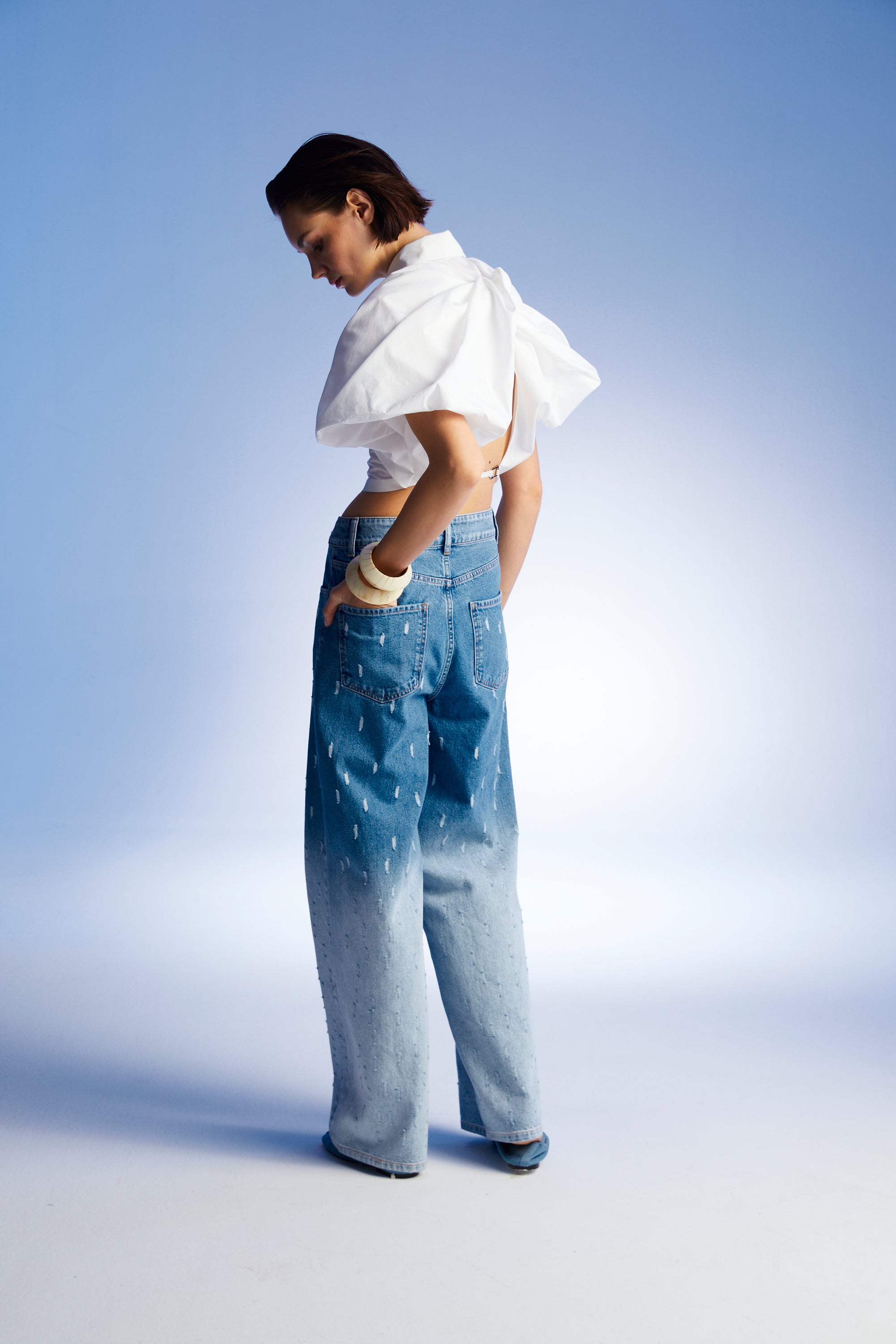 Gradient Wide Leg Jean Pants