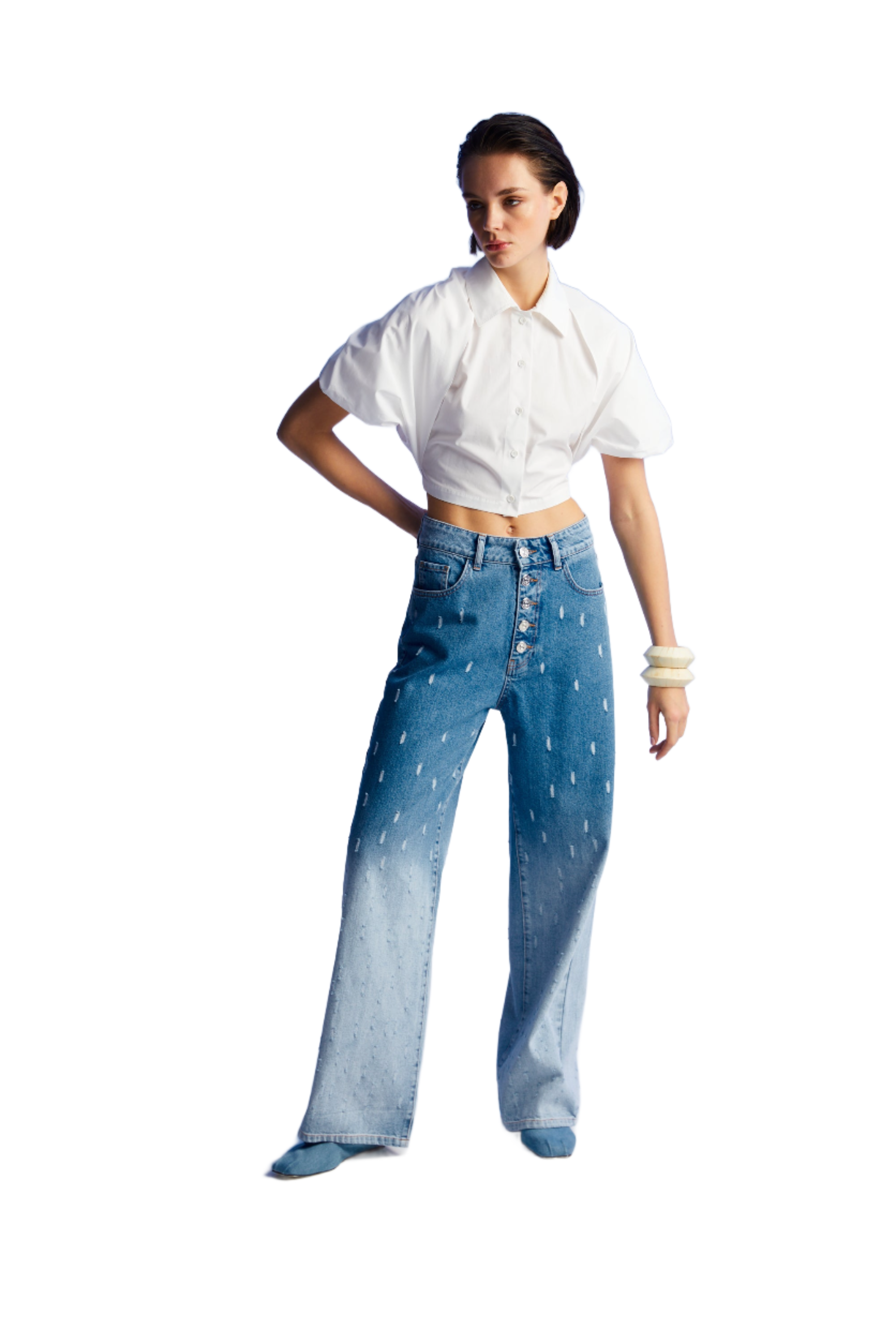 Gradient Wide Leg Jean Pants