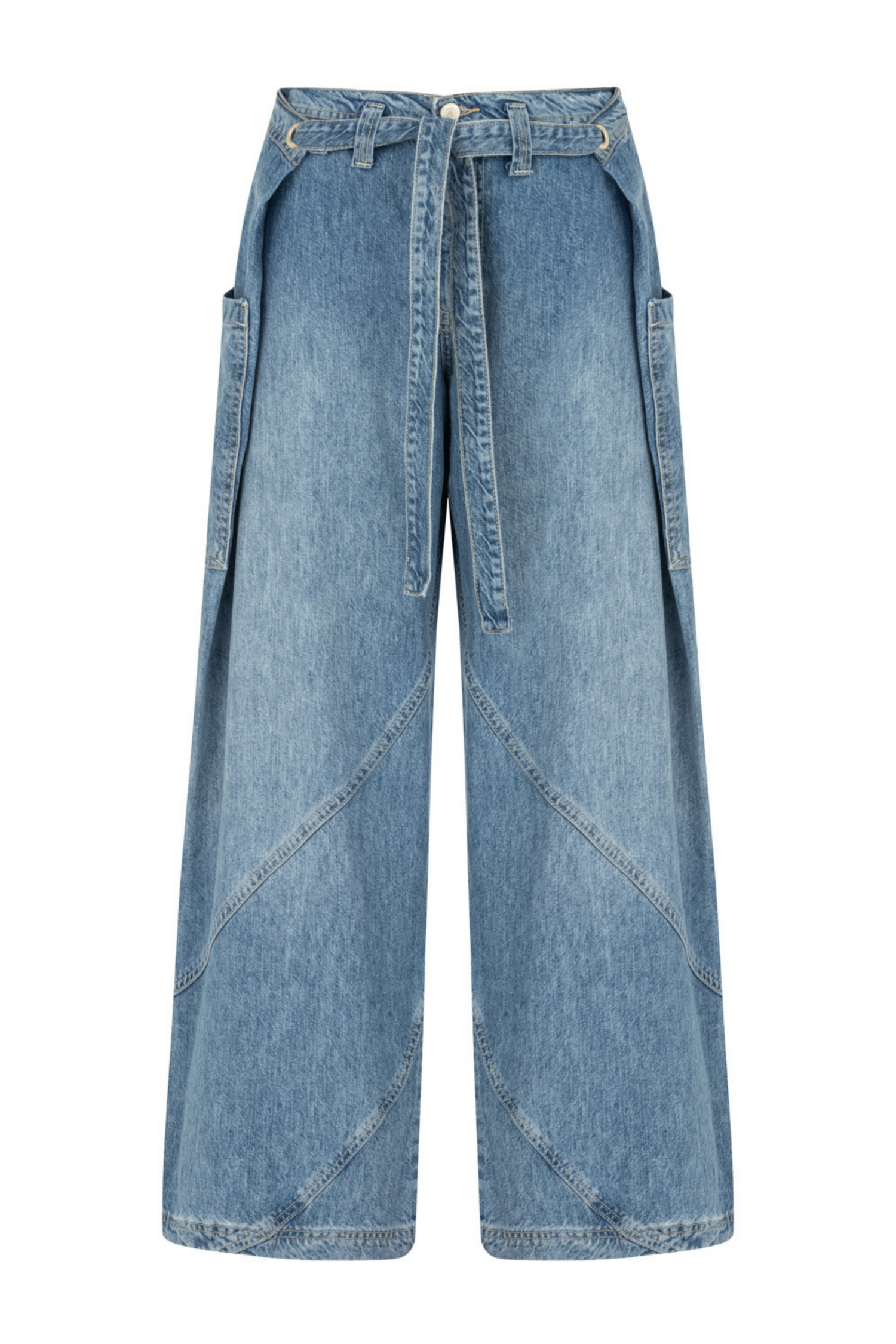 Contrast Top Stitching Pockets Jeans