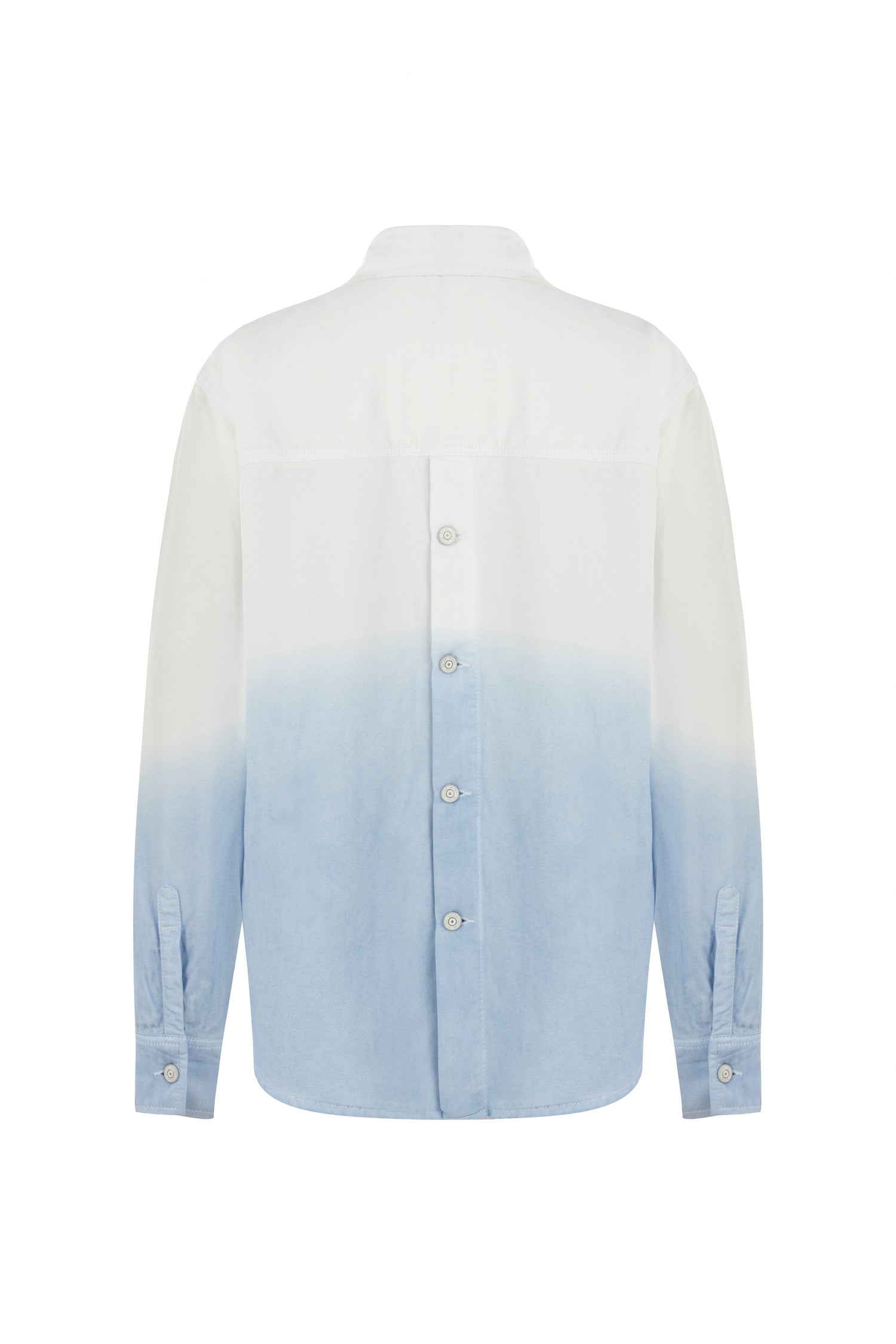 Draped Denim Button-Up Shirt