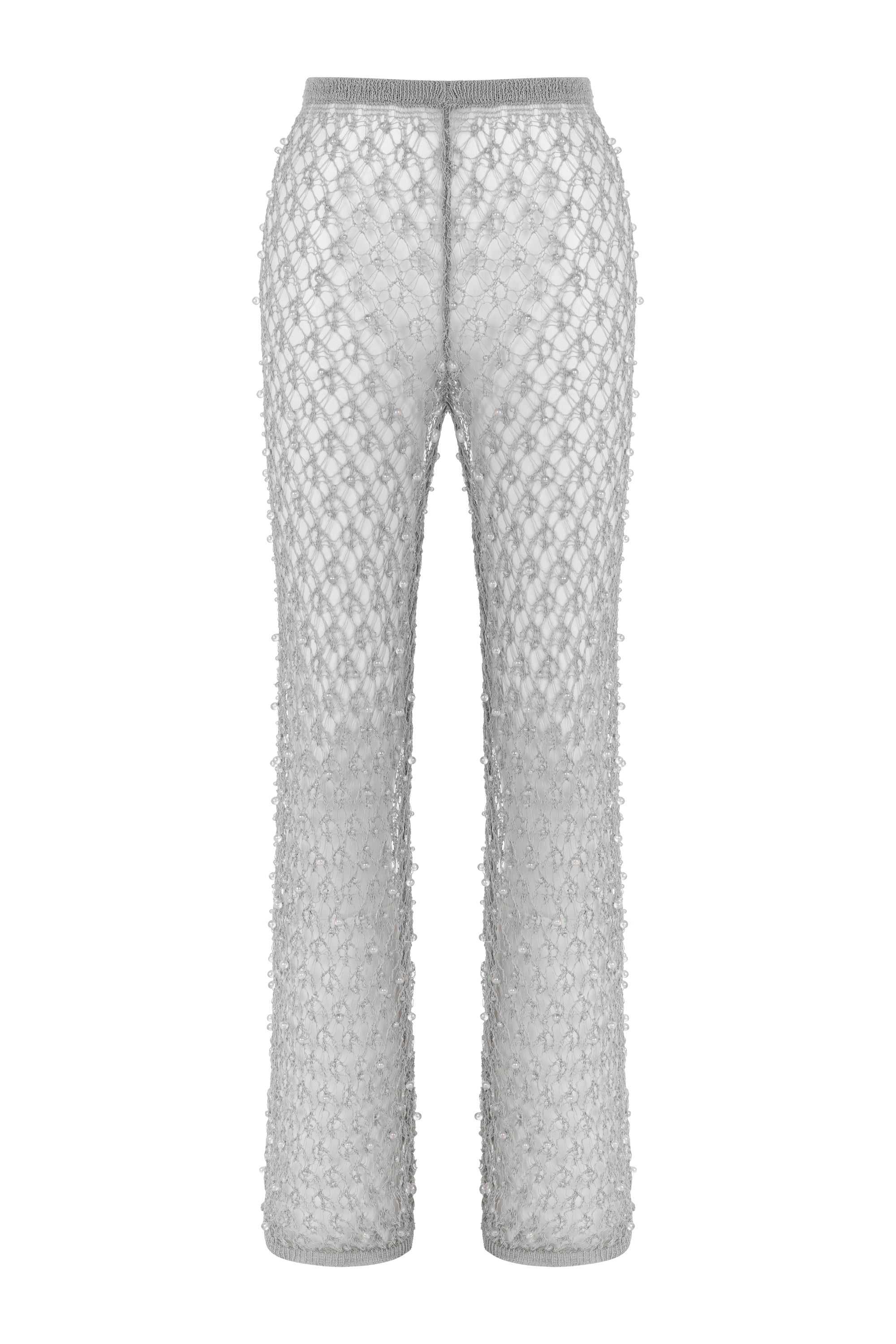 Shimmering Threaded Mesh Pants