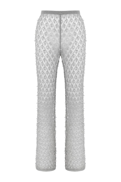 Shimmering Threaded Mesh Pants