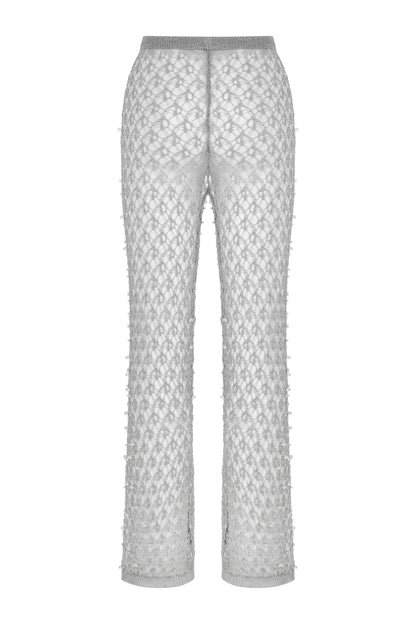 Shimmering Threaded Mesh Pants