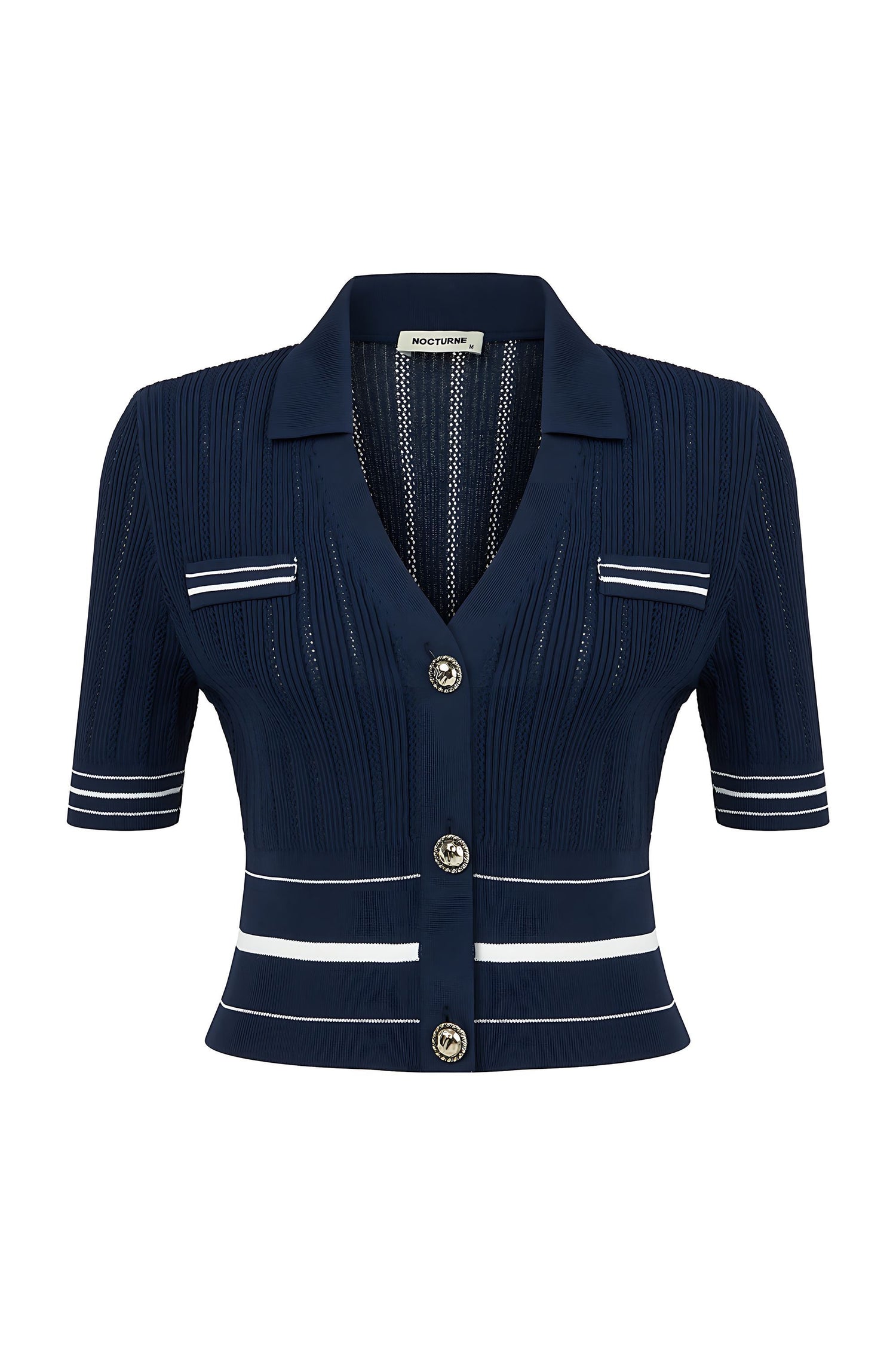 Short Sleeve Buttoned Knit Cardigan