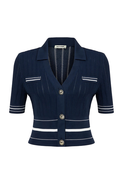 Short Sleeve Buttoned Knit Cardigan