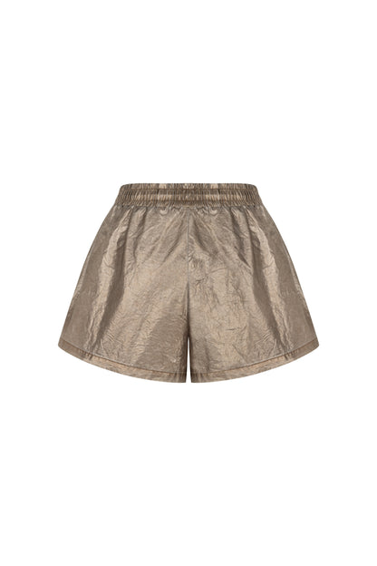 Bronze Metallic Mini Shorts