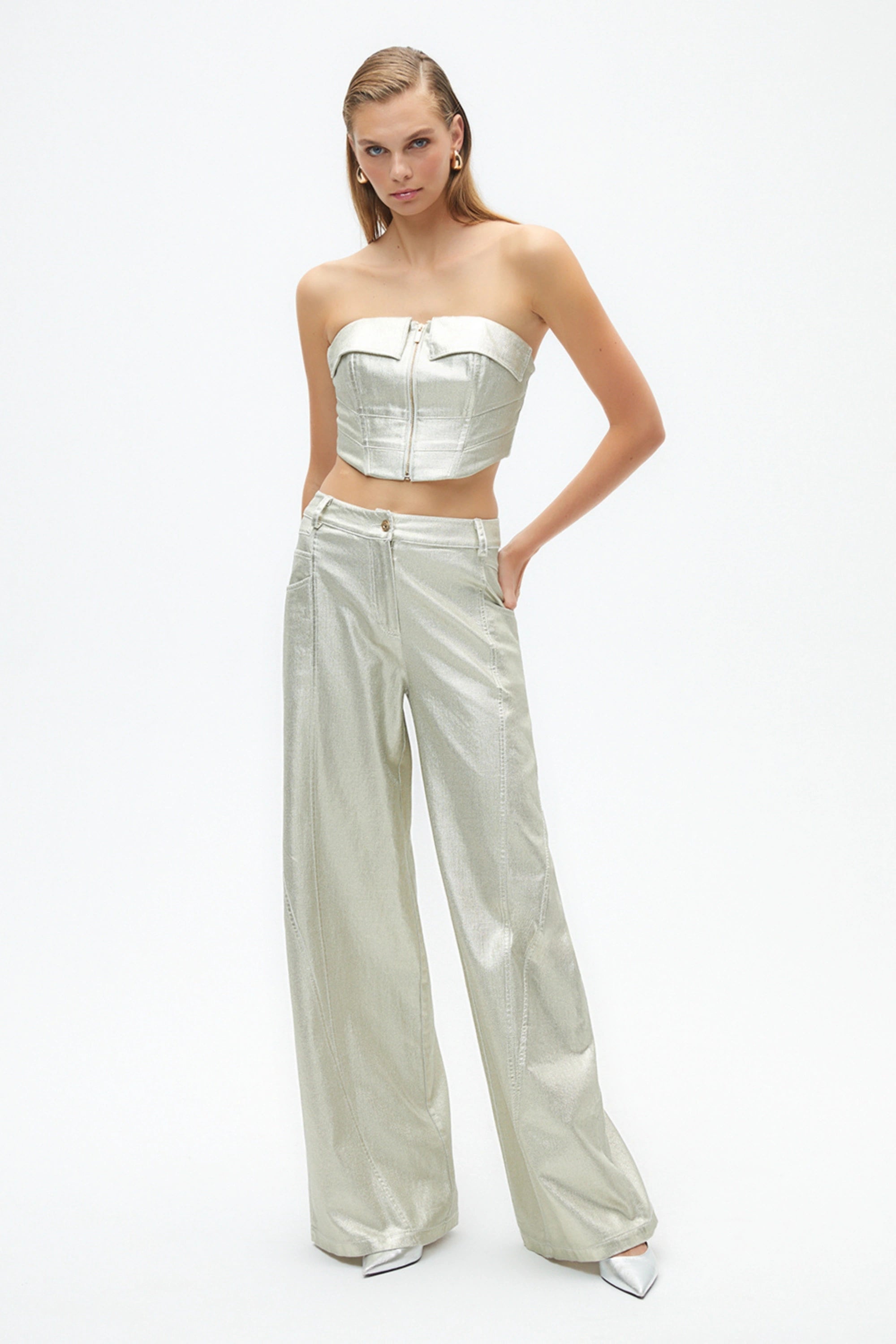 Metallic Printed Pants