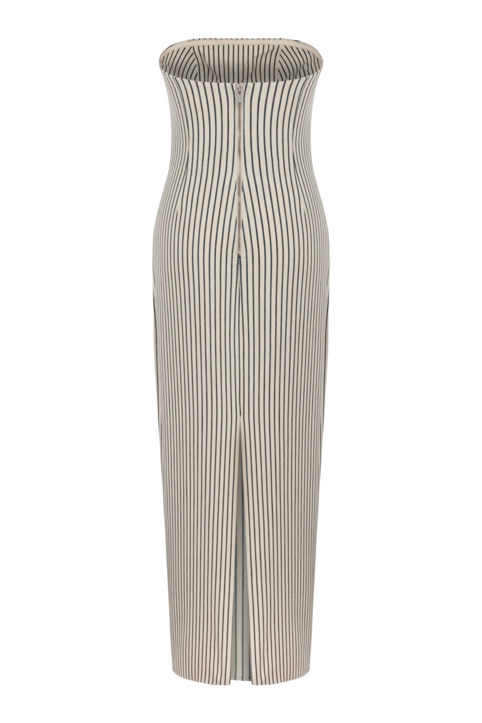 Striped Strapless Dress