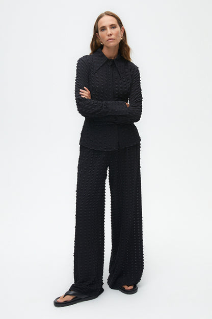 Textured Wide Leg Pants