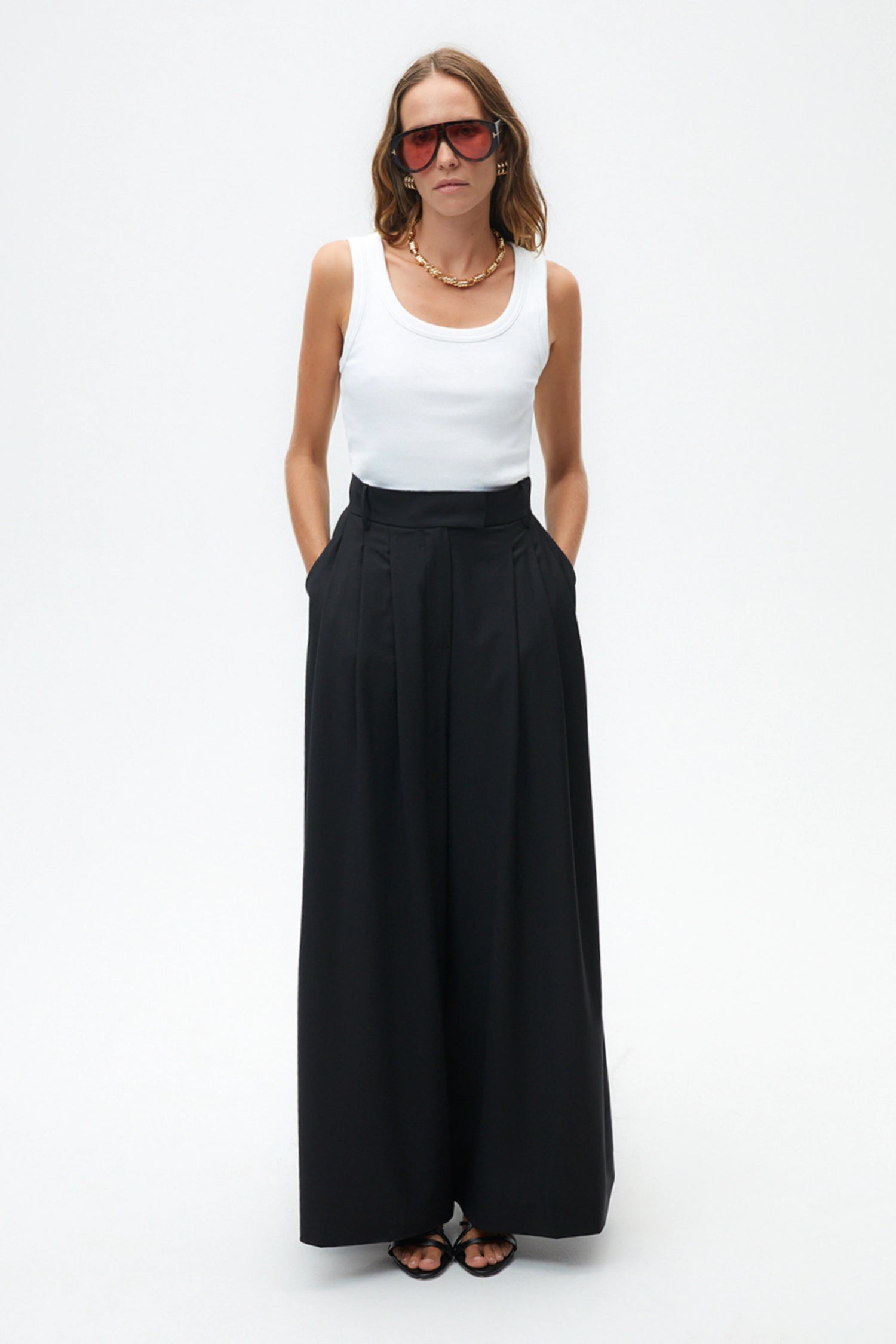 Pleated Wide Leg Pants