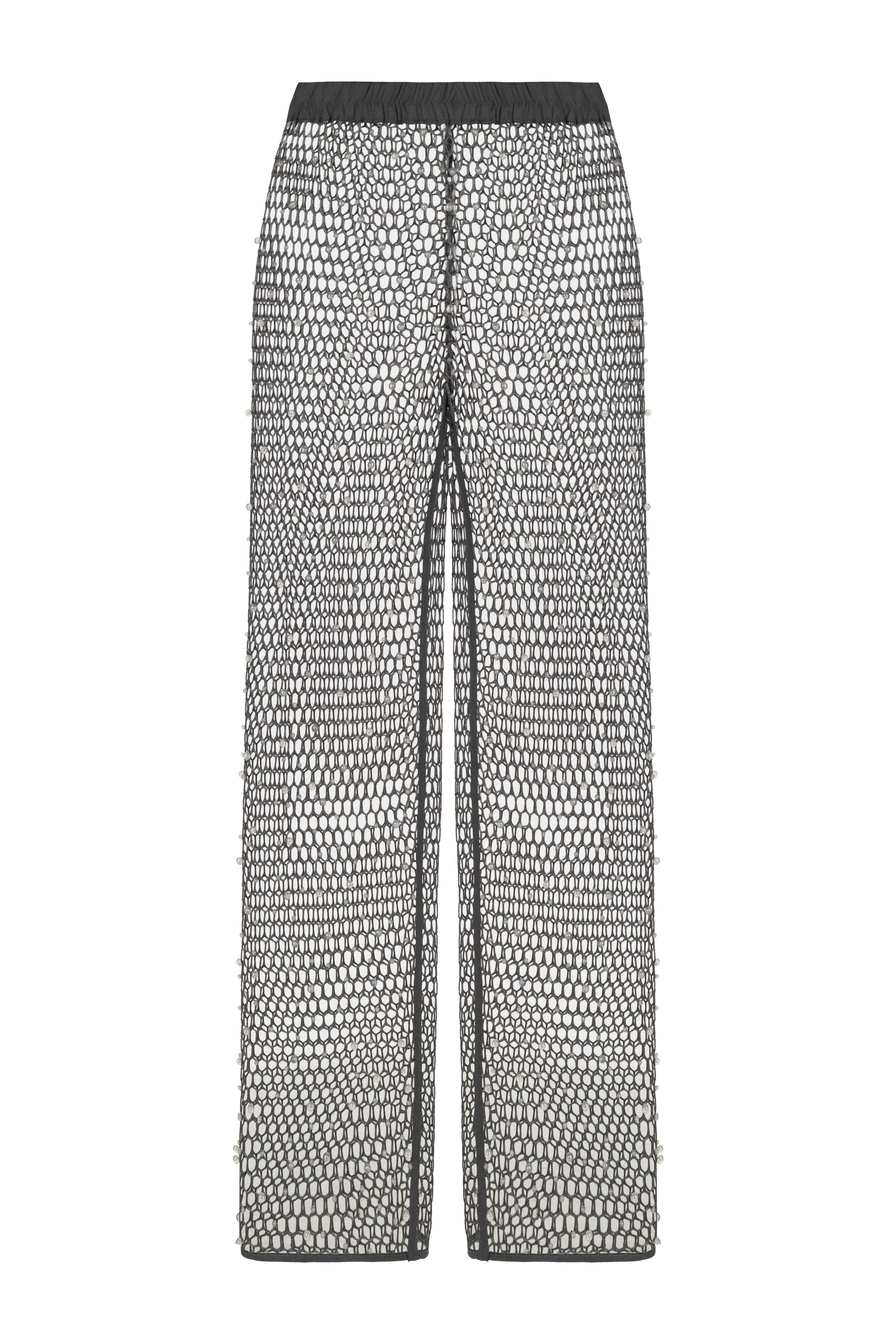 Shimmering Threaded Mesh Pants