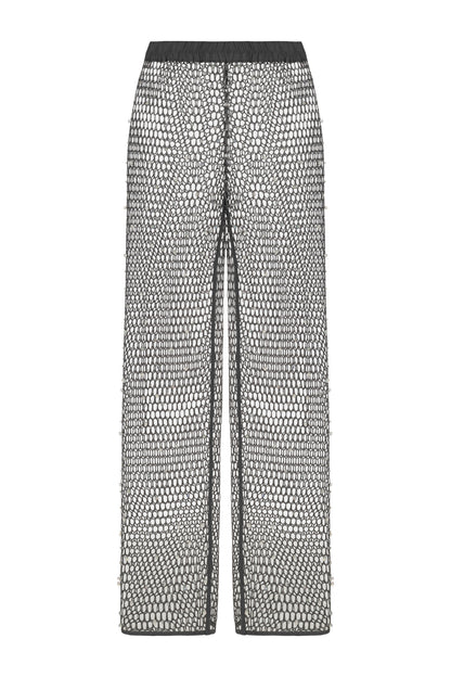 Shimmering Threaded Mesh Pants