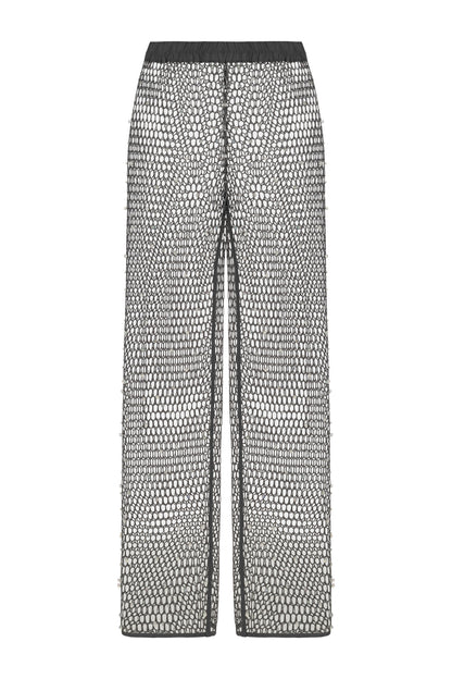 Shimmering Threaded Mesh Pants