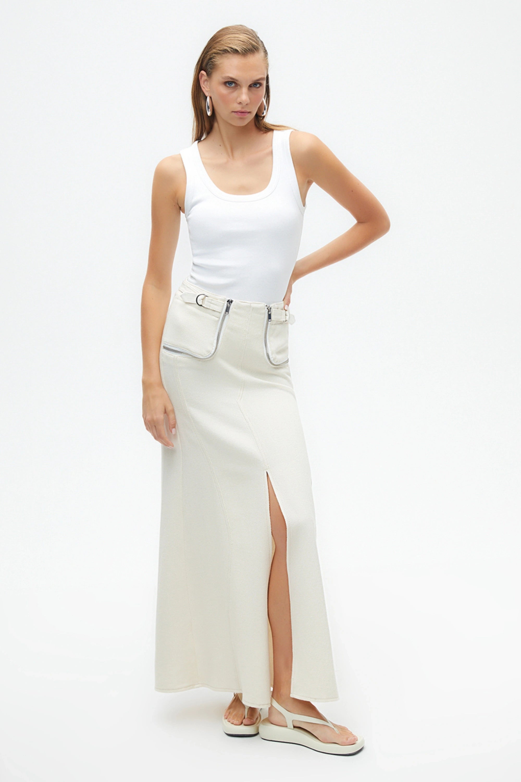 Long Skirt with Zipper Detail