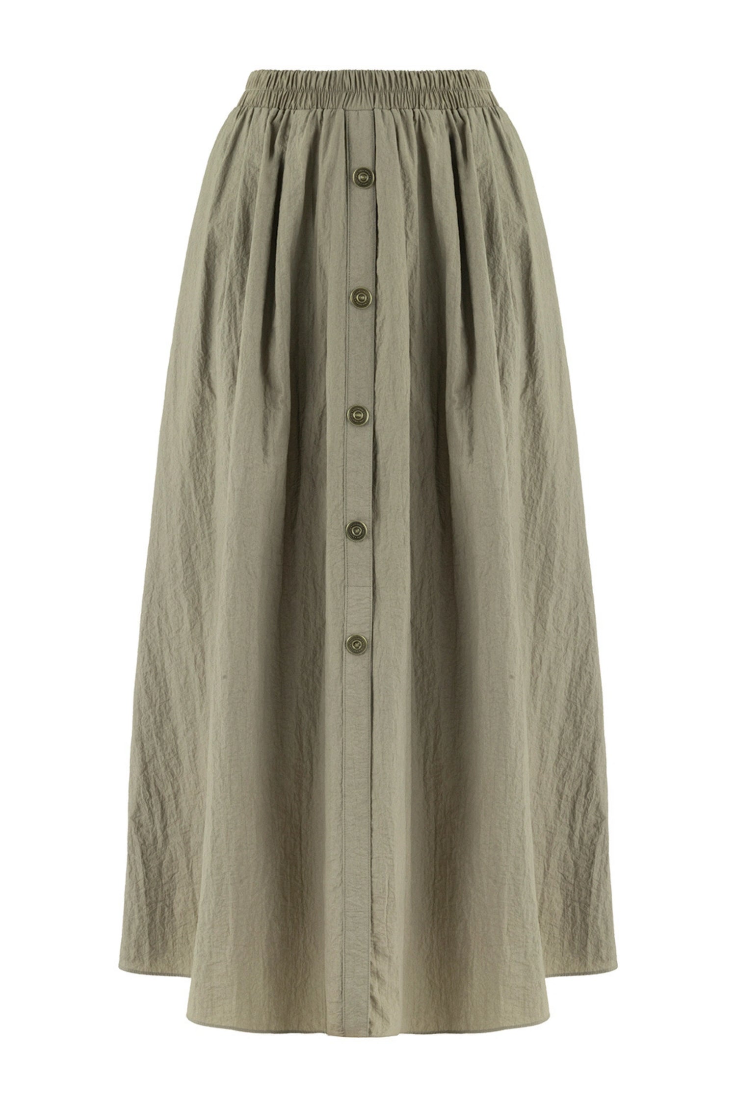 Button Accessorized Midi Skirt