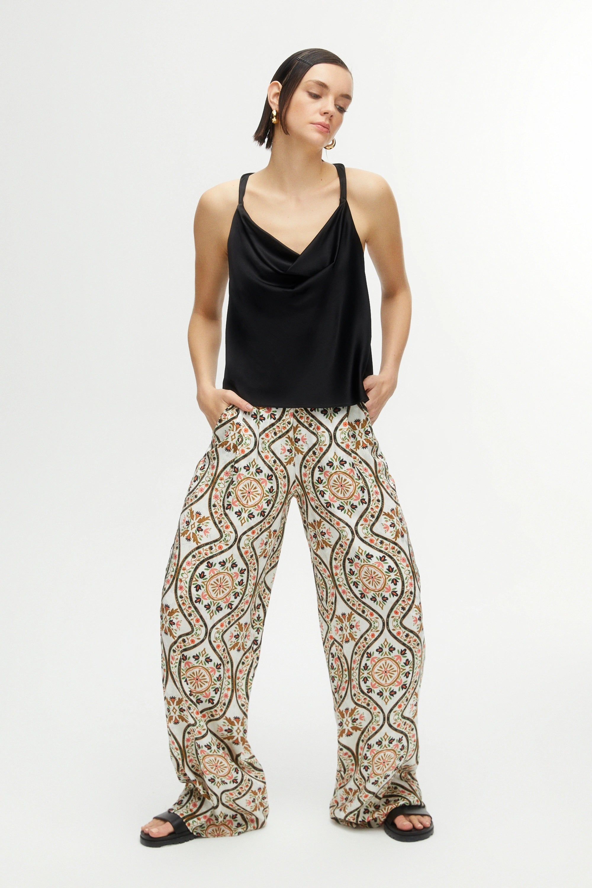 Printed Wide Leg Pants