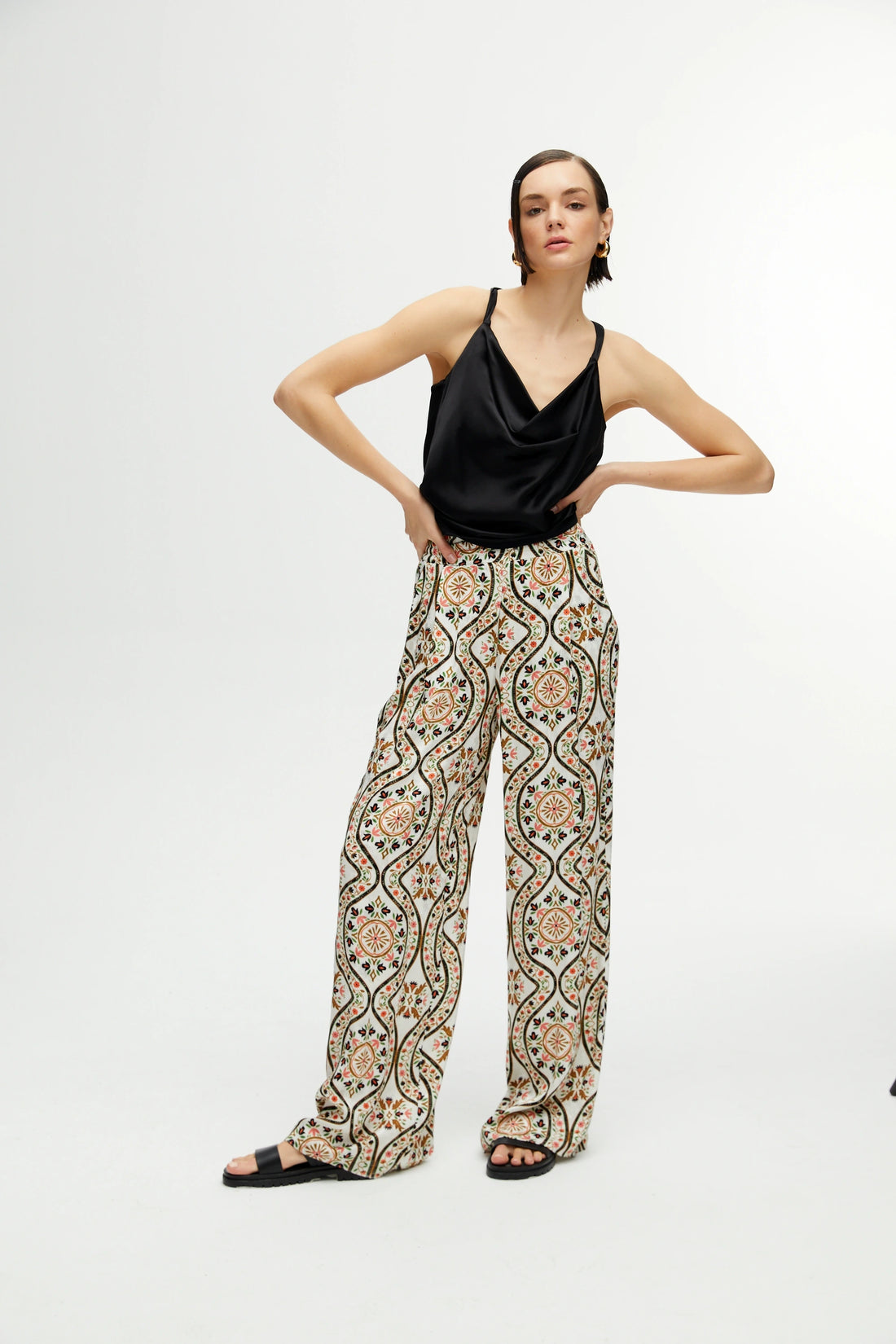 Printed Wide Leg Pants