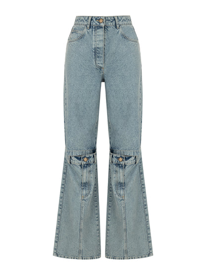 Open-Knee Wide Leg Jeans