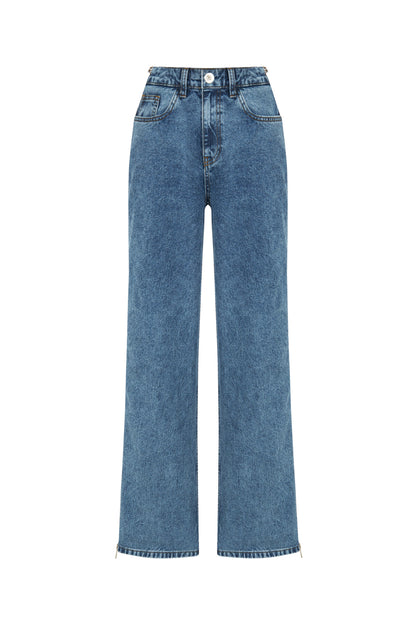 Boyfriend Jeans with Side Combination Zipper