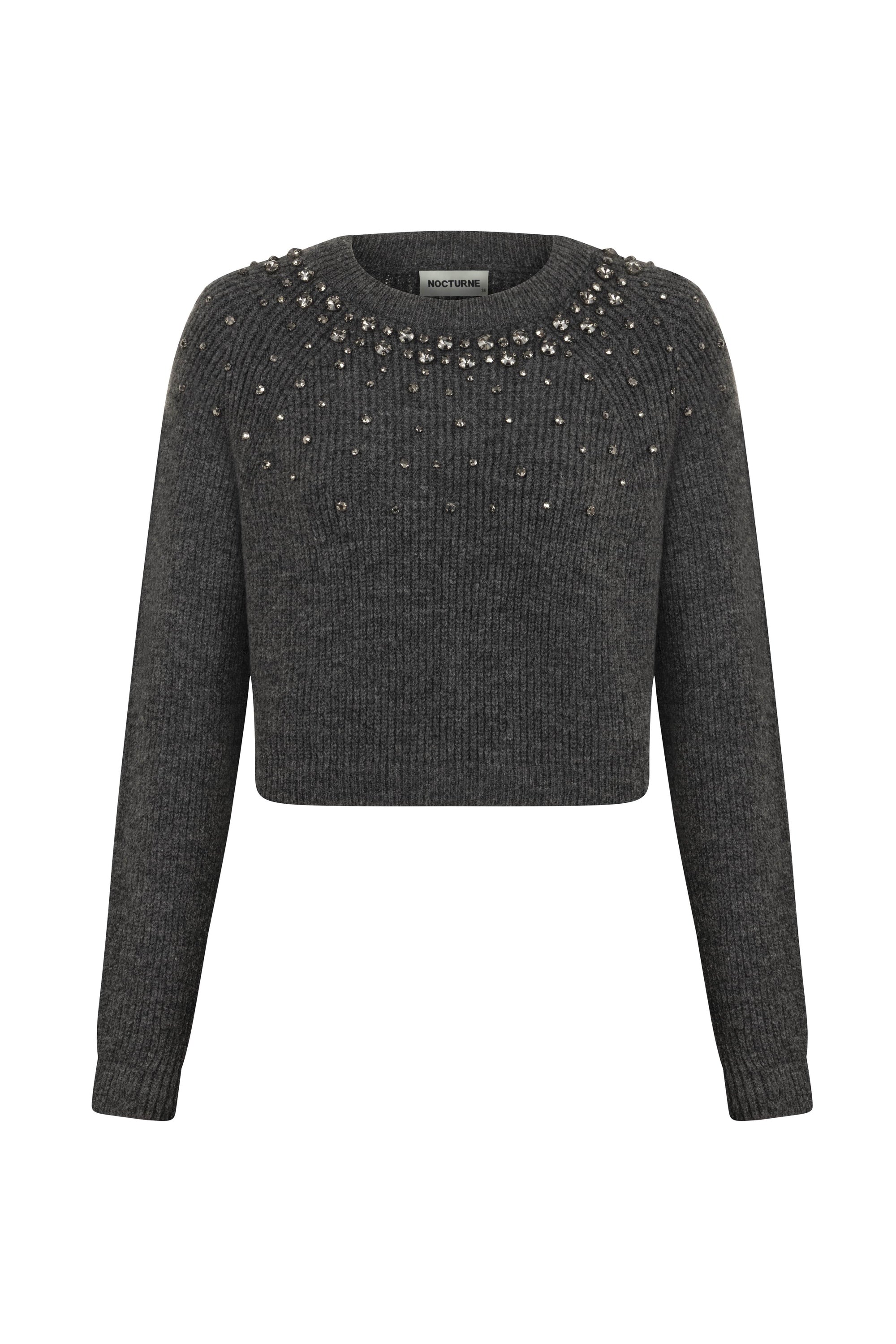 Stone Embellished Crop Sweater