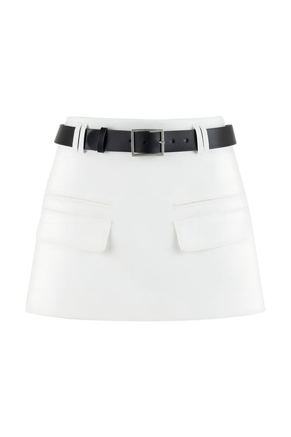 Leather Belted Mini Skirt