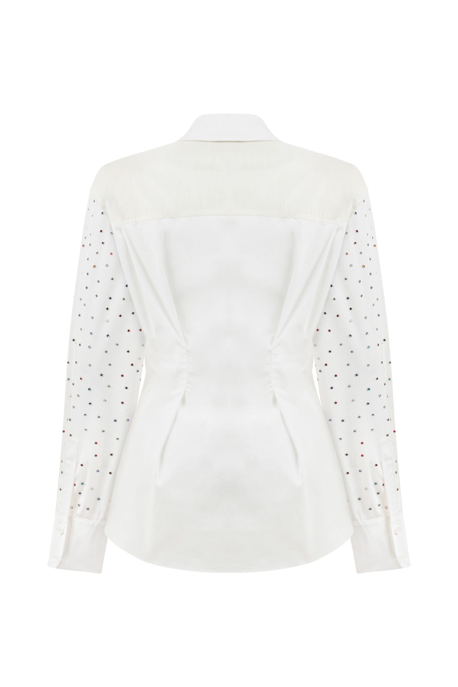 Rhinestone Embroidered Button-Up Shirt