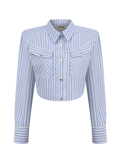 Striped Shirt with Shoulder Pad