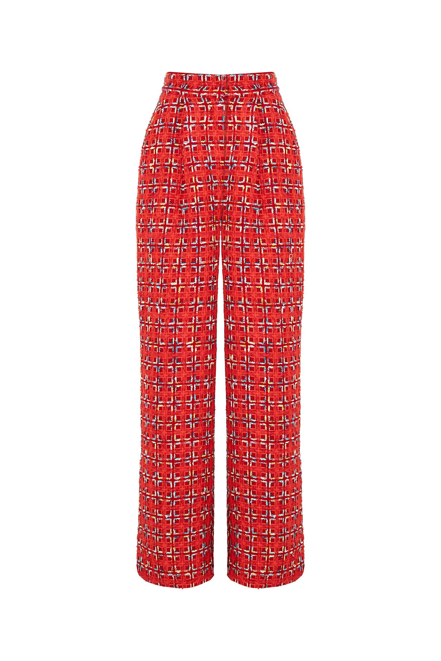 High-Waist Tweed Pants