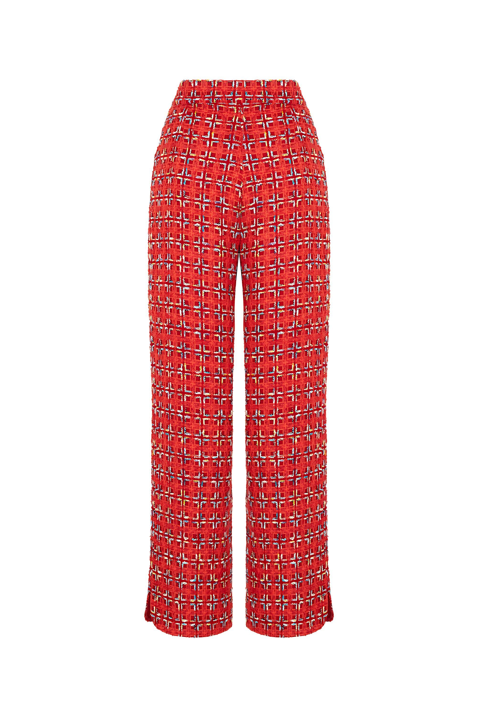 High-Waist Tweed Pants