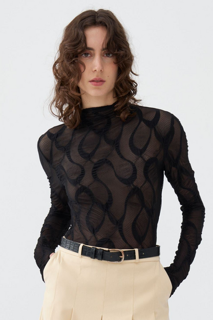 Long Sleeve Lacy Bodysuit