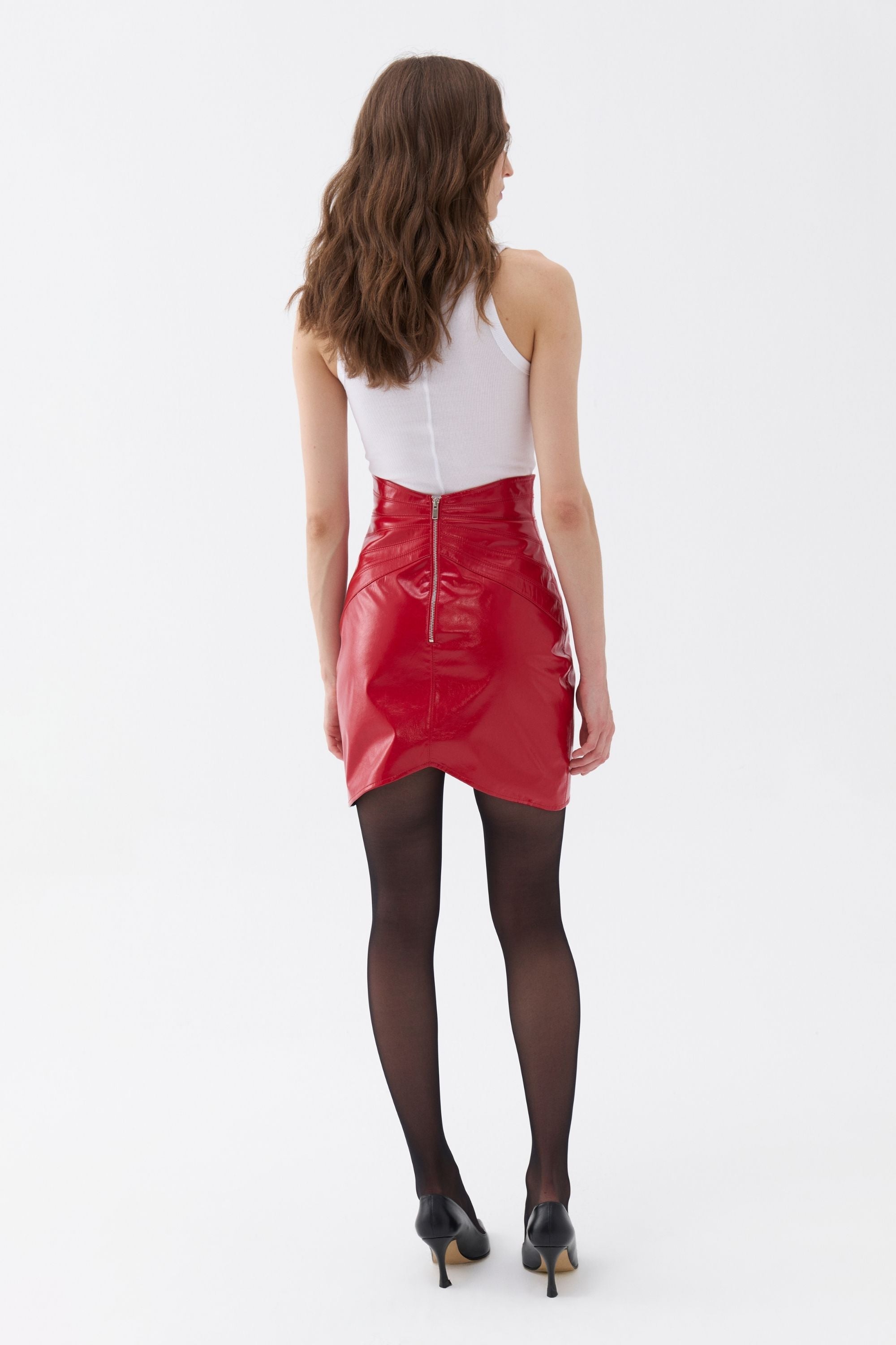 Faux Patent Leather Mini Skirt