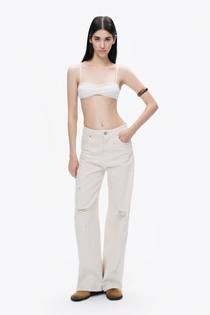 Stone Detailed Wide Leg Jeans