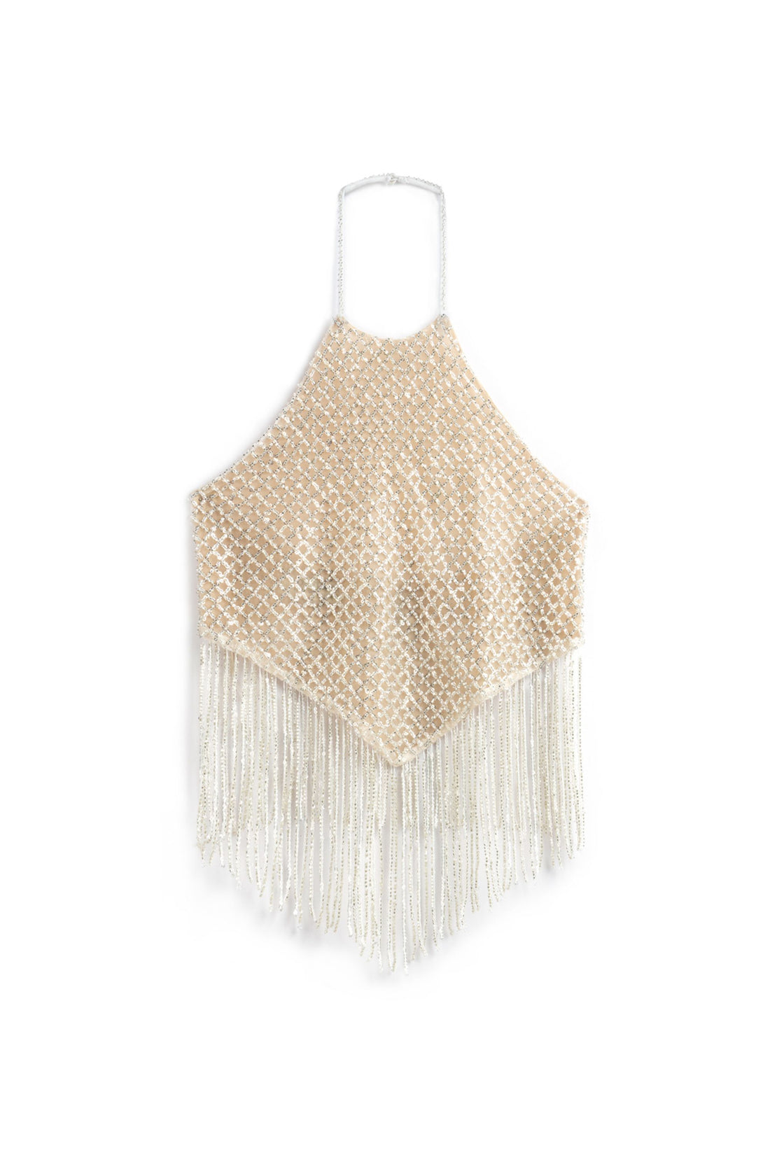Gold Beaded Tassel Detailed Crop Top