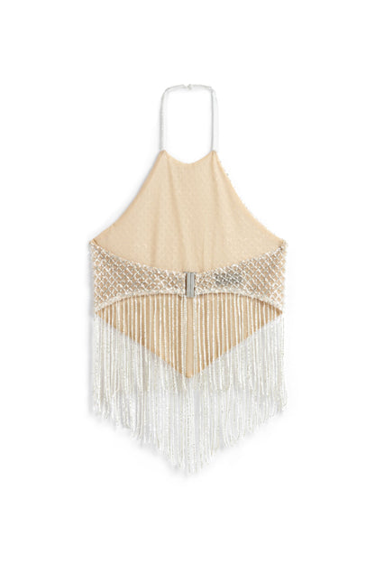 Gold Beaded Tassel Detailed Crop Top