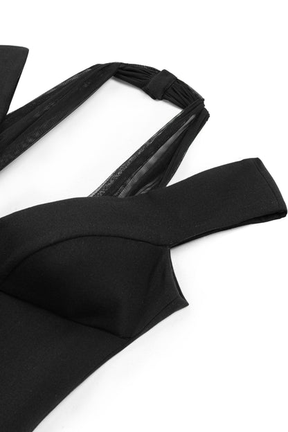 Black Chiffon Detailed Midi Dress