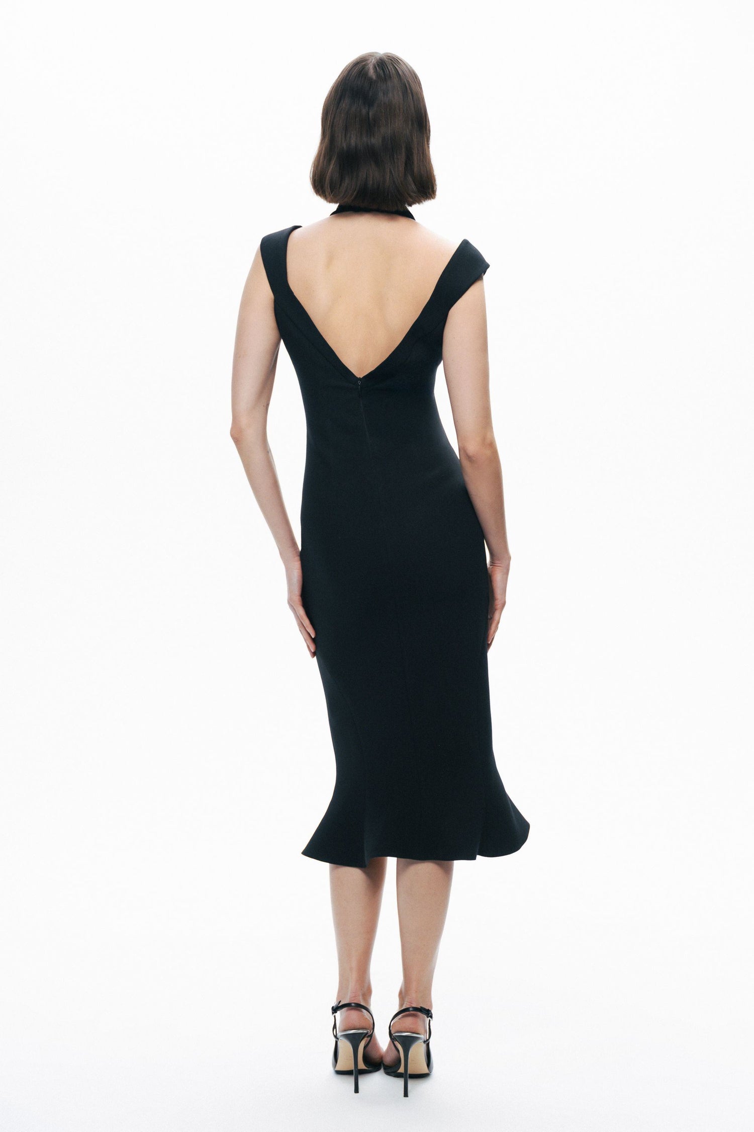 Black Chiffon Detailed Midi Dress