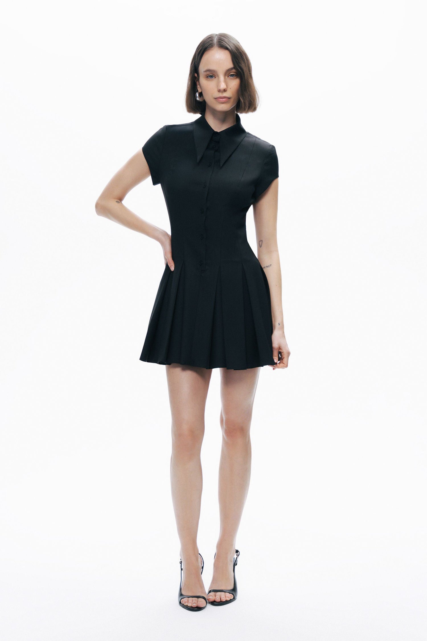 Black Pleated Mini Dress