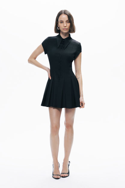 Black Pleated Mini Dress