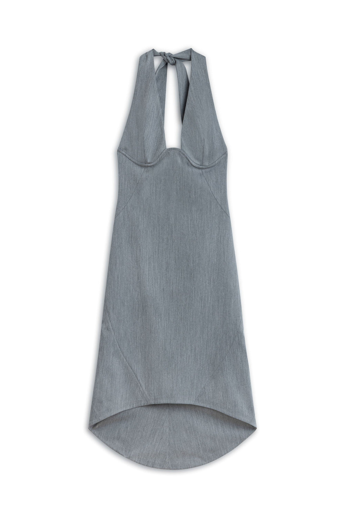 Anthracite Tie Neck Asymmetrical Midi Dress
