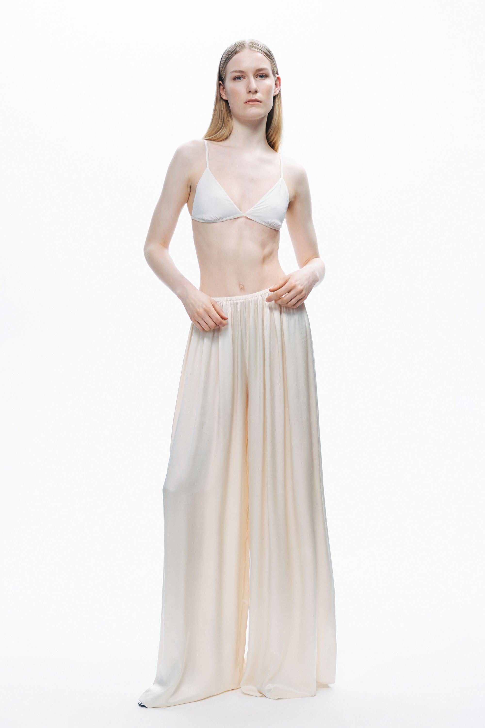 Powder Pink Flowy Wide-Leg Pants