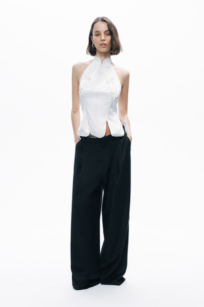 Ecru Blouse with Bow Detail