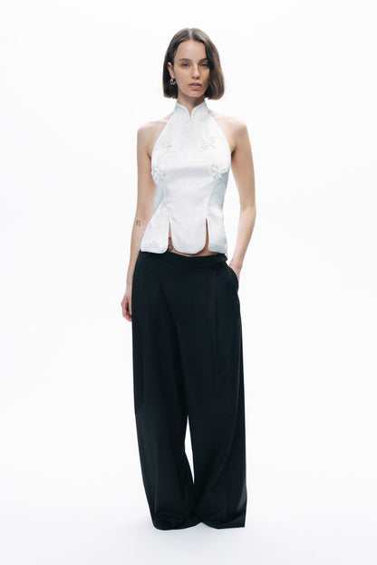 Ecru Blouse with Bow Detail
